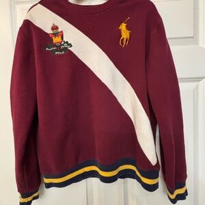 Polo by Ralph Lauren Burgundy Sweatshirt with White and Yellow Accents